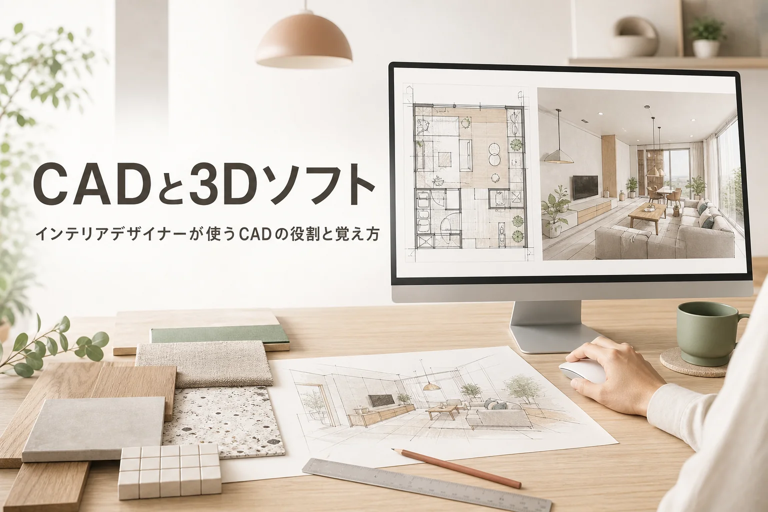 インテリアデザイナーが使うCADと3Dソフトの役割と覚え方を紹介する記事のアイキャッチ
