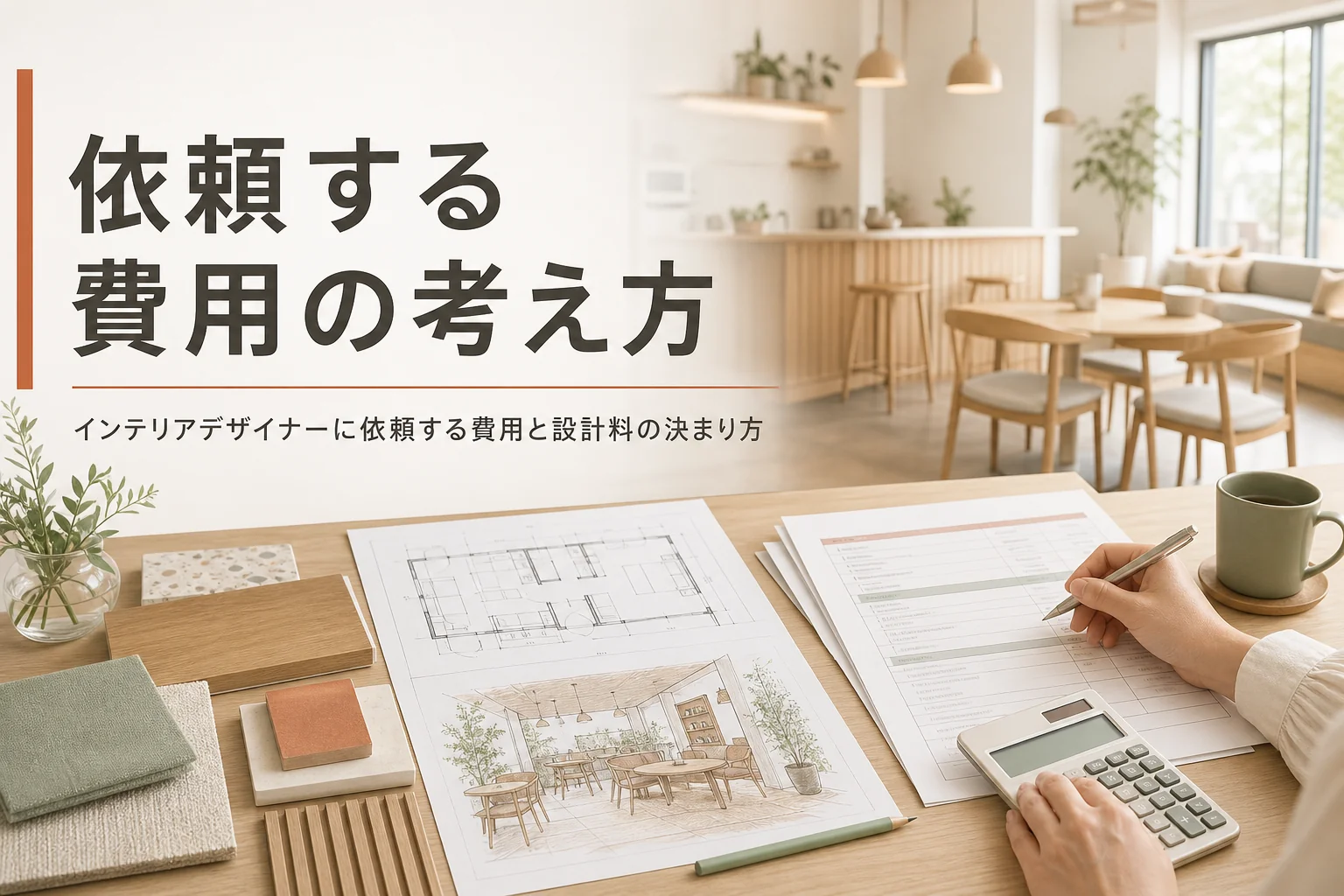 インテリアデザイナーに依頼する費用の考え方と、設計料の決まり方を紹介する記事のアイキャッチ