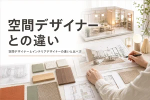 空間デザイナーとインテリアデザイナーの違いを扱う範囲で比べる記事のアイキャッチ