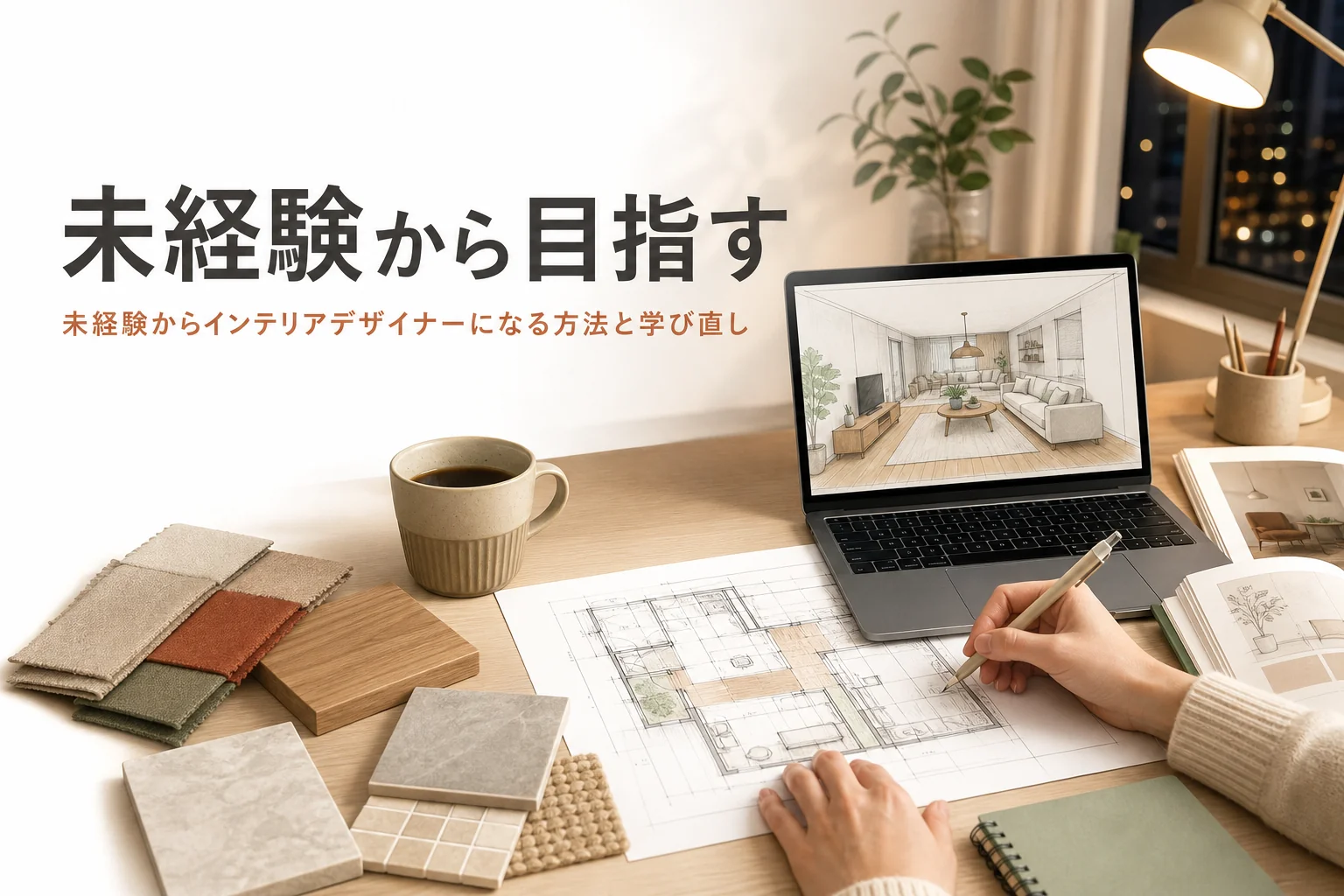 未経験からインテリアデザイナーを目指す社会人の学び直しと働き方を紹介する記事のアイキャッチ