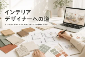 インテリアデザイナーになるための4つの進路と身につけたいスキルを紹介する記事のアイキャッチ