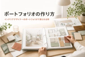 インテリアデザイナーのポートフォリオで見られる所と作り方を紹介する記事のアイキャッチ