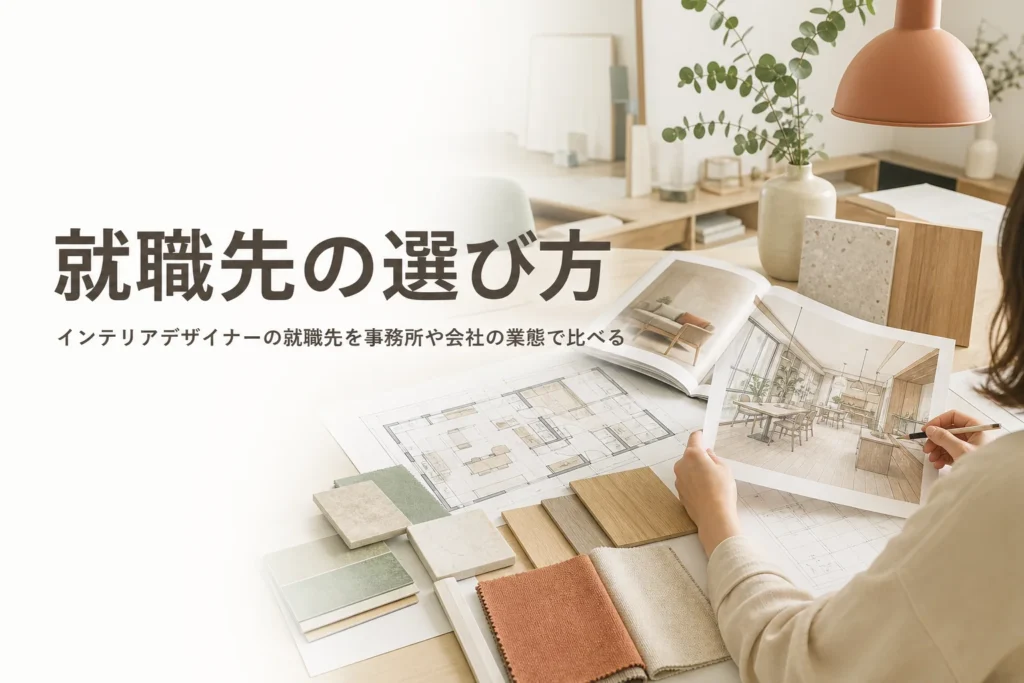 インテリアデザイナーの就職先を、事務所や会社の業態ごとに比べる記事のアイキャッチ